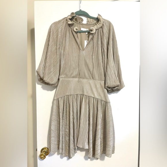 JONATHAN SIMKHAI Ximena Plisse Puff Sleeve Mini Dress NWT - Picture 2 of 7